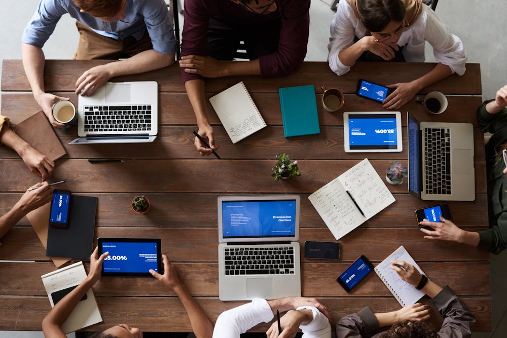 Professional team working on data and web systems