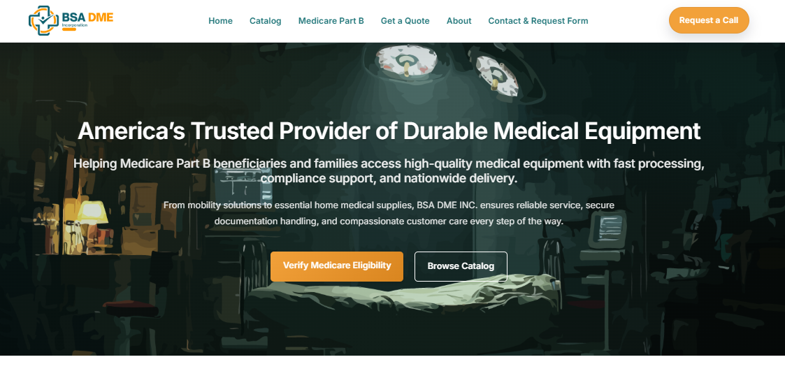 BSA DME durable medical equipment website homepage