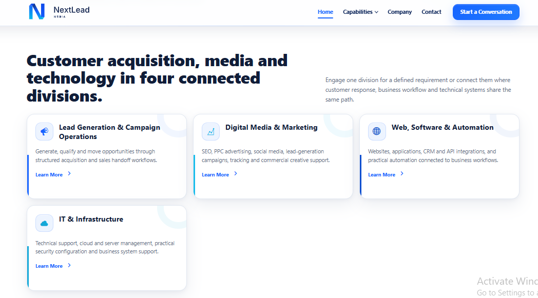 NextLead Media connected business divisions