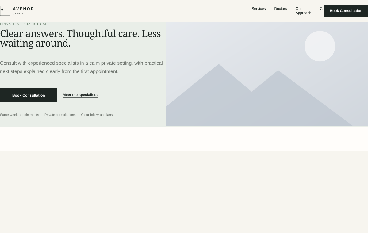 Avenor Clinic website preview
