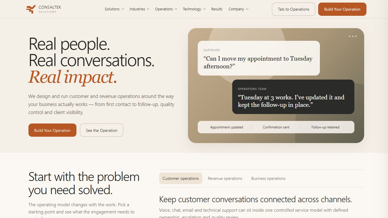 Global BPO and Customer Operations project homepage preview